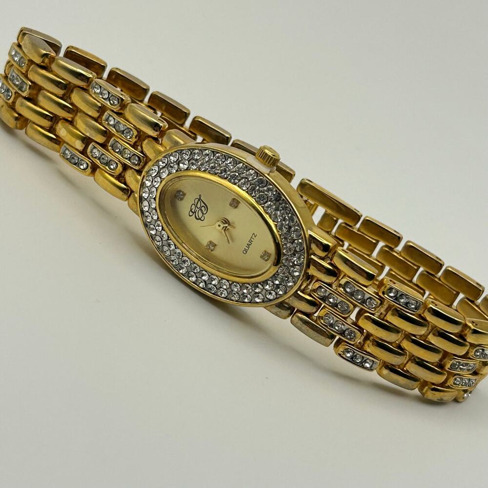Elizabeth Taylor Gold Tone White Diamond Accents Women’s Watch New Battery - Picture 4 of 8